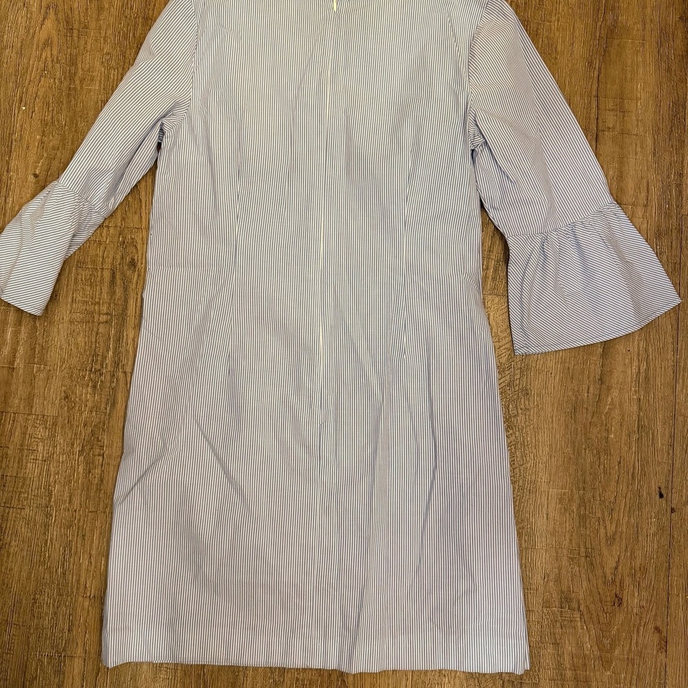 Talbots Blue Striped Embroidered Dress Belted Size‎ 8 - Picture 5 of 7